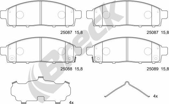 Breck 25087 00 701 00 - Brake Pad Set, disc brake autospares.lv