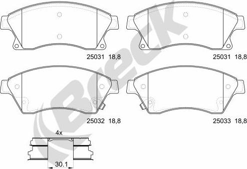 Breck 25031 00 701 00 - Brake Pad Set, disc brake autospares.lv