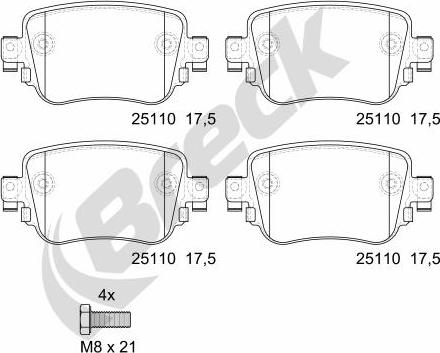 Breck 25110 00 704 00 - Brake Pad Set, disc brake autospares.lv