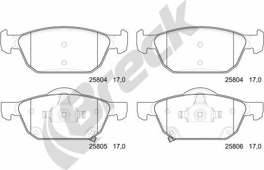 Breck 25804 00 701 00 - Brake Pad Set, disc brake autospares.lv