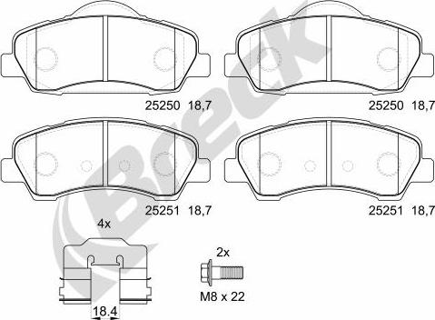 Breck 25250 00 701 00 - Brake Pad Set, disc brake autospares.lv