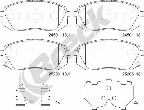 Breck 25205 00 701 10 - Brake Pad Set, disc brake autospares.lv