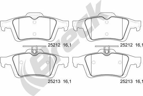 Breck 25212 00 702 00 - Brake Pad Set, disc brake autospares.lv