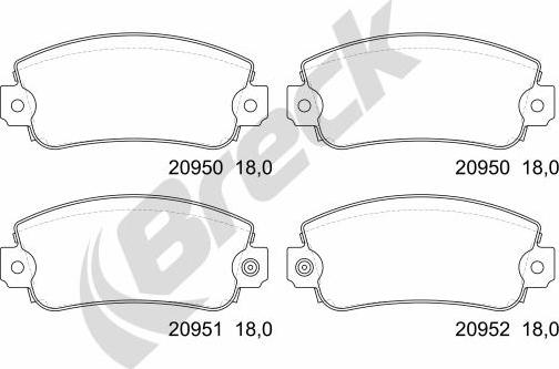 Breck 20950 00 702 10 - Brake Pad Set, disc brake autospares.lv