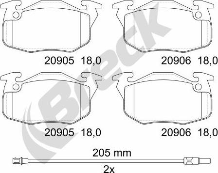 Breck 20905 00 702 10 - Brake Pad Set, disc brake autospares.lv