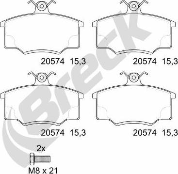 Breck 20574 00 701 00 - Brake Pad Set, disc brake autospares.lv