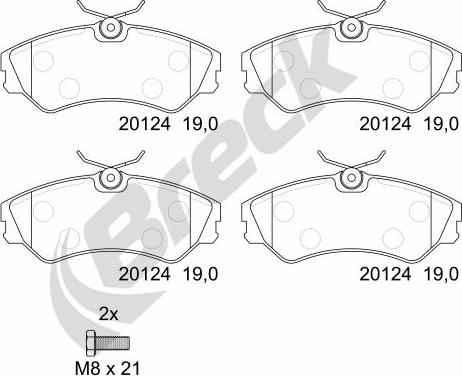 Breck 20124 00 701 00 - Brake Pad Set, disc brake autospares.lv