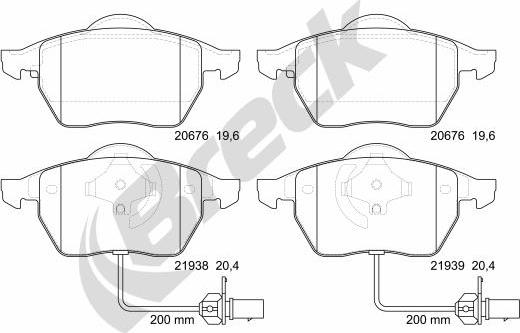 Breck 21938 00 701 10 - Brake Pad Set, disc brake autospares.lv