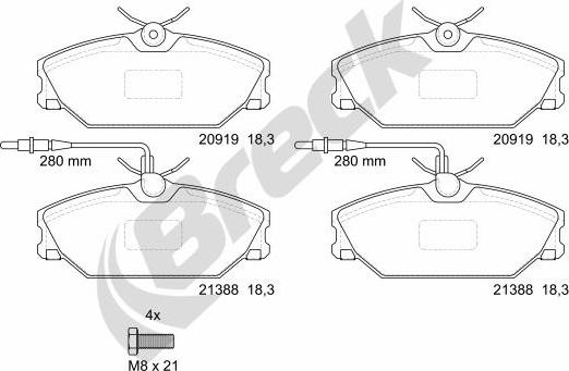 Breck 21388 00 702 10 - Brake Pad Set, disc brake autospares.lv