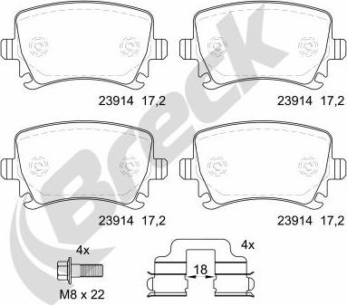 Breck 23914 00 704 00 - Brake Pad Set, disc brake autospares.lv