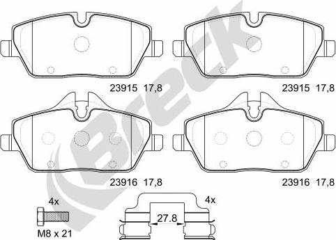 Breck 23915 00 701 00 - Brake Pad Set, disc brake autospares.lv