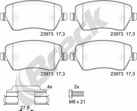 Breck 23973 00 651 00 - Brake Pad Set, disc brake autospares.lv