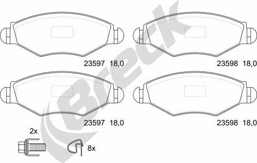 Breck 23597 00 702 10 - Brake Pad Set, disc brake autospares.lv