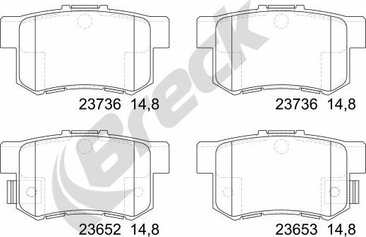 Breck 23652 00 704 00 - Brake Pad Set, disc brake autospares.lv