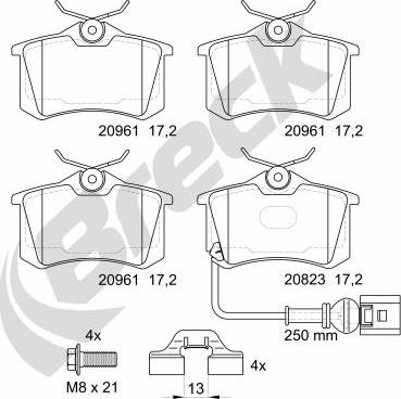 Breck 23823 10 704 10 - Brake Pad Set, disc brake autospares.lv