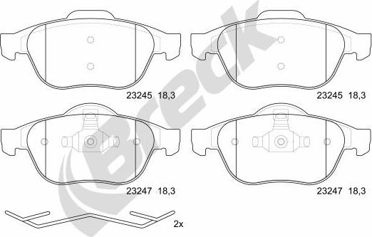 Breck 23245 00 701 00 - Brake Pad Set, disc brake autospares.lv