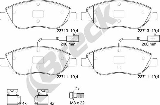 Breck 23711 00 701 00 - Brake Pad Set, disc brake autospares.lv