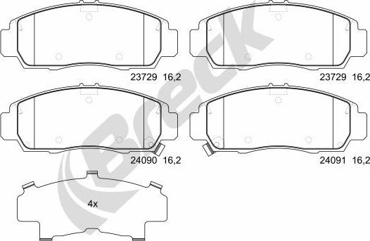 Breck 23729 00 701 00 - Brake Pad Set, disc brake autospares.lv