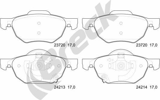 Breck 23720 00 701 10 - Brake Pad Set, disc brake autospares.lv