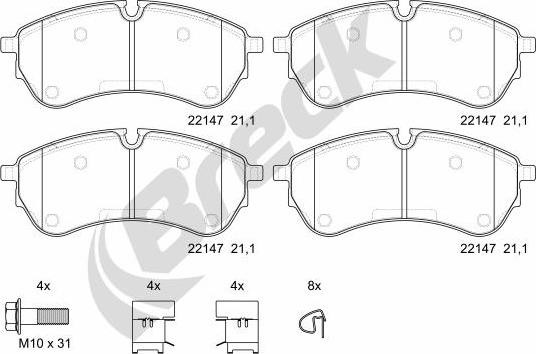 Breck 22147 00 703 00 - Brake Pad Set, disc brake autospares.lv