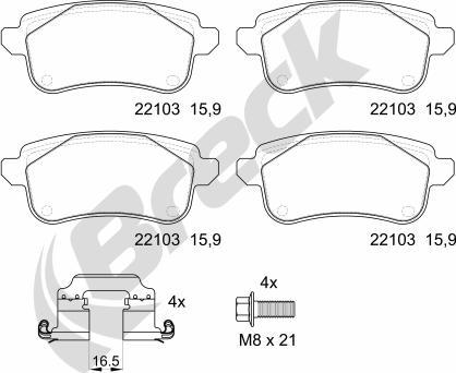 Breck 22103 00 704 00 - Brake Pad Set, disc brake autospares.lv