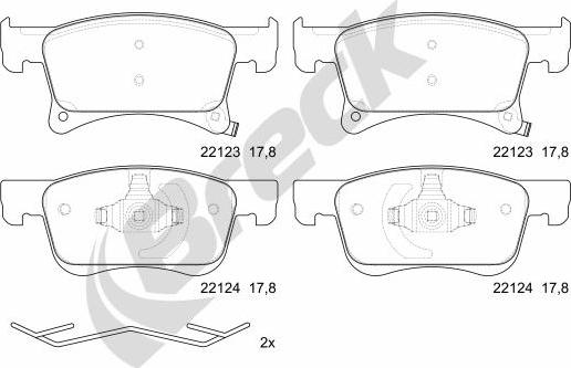 Breck 22123 00 702 00 - Brake Pad Set, disc brake autospares.lv