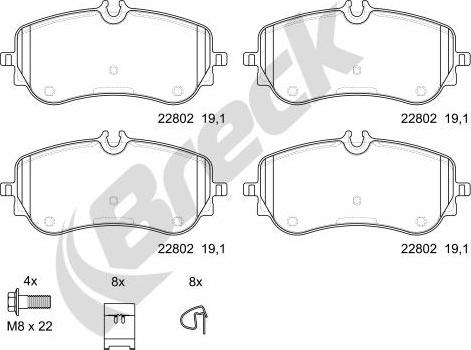 Breck 22802 00 703 00 - Brake Pad Set, disc brake autospares.lv