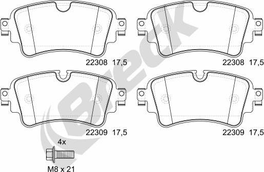 Breck 22308 00 702 00 - Brake Pad Set, disc brake autospares.lv