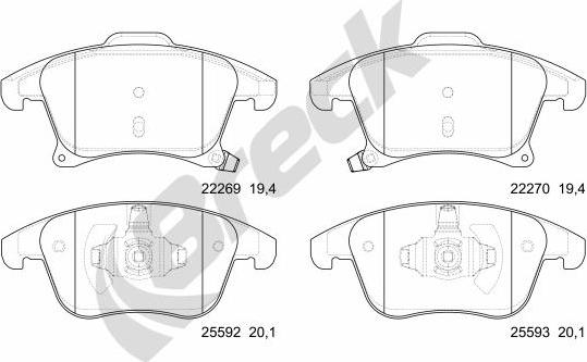 Breck 22269 00 701 00 - Brake Pad Set, disc brake autospares.lv