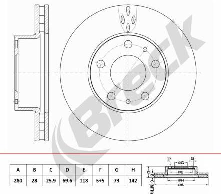 Breck BR 452 VA100 - Brake Disc autospares.lv