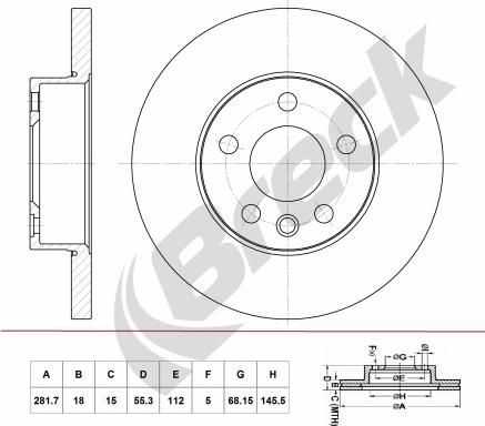 Breck BR 055 SA100 - Brake Disc autospares.lv