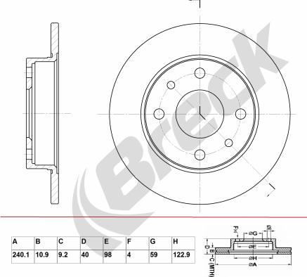 Breck BR 002 SA100 - Brake Disc autospares.lv