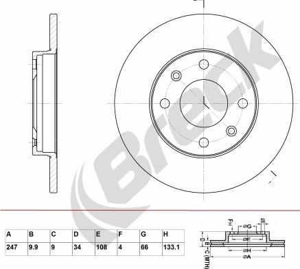 Breck BR 015 SA100 - Brake Disc autospares.lv