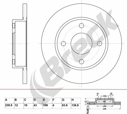 Breck BR 024 SA100 - Brake Disc autospares.lv