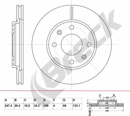 Breck BR 343 VA100 - Brake Disc autospares.lv