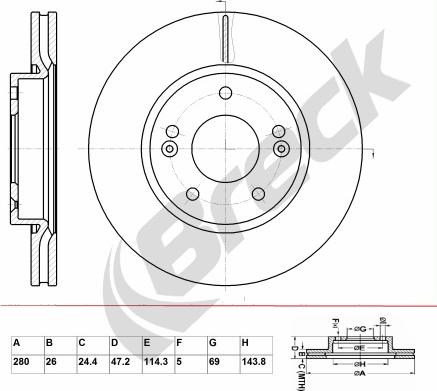 Breck BR 356 VA100 - Brake Disc autospares.lv