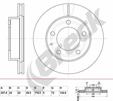 Breck BR 328 VA100 - Brake Disc autospares.lv