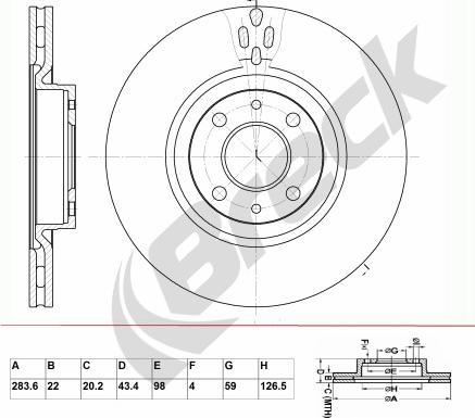 Breck BR 376 VA100 - Brake Disc autospares.lv