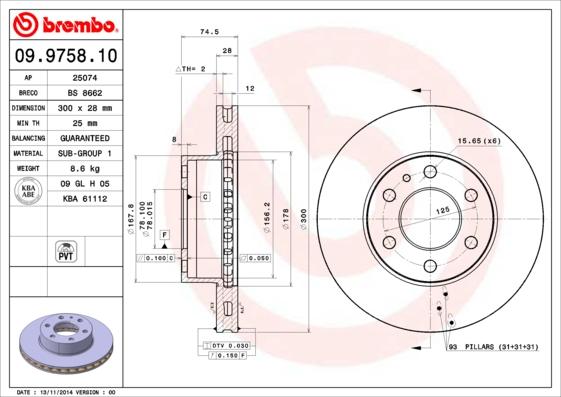 Breco BS 8662 - Brake Disc autospares.lv