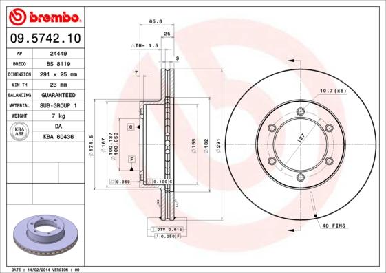 Breco BS 8119 - Brake Disc autospares.lv