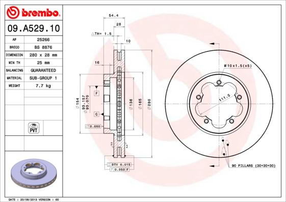 Breco BS 8876 - Brake Disc autospares.lv