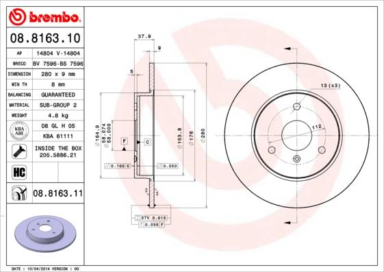 Breco BS 7596 - Brake Disc autospares.lv