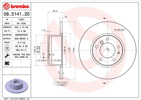 Breco BS 7526 - Brake Disc autospares.lv