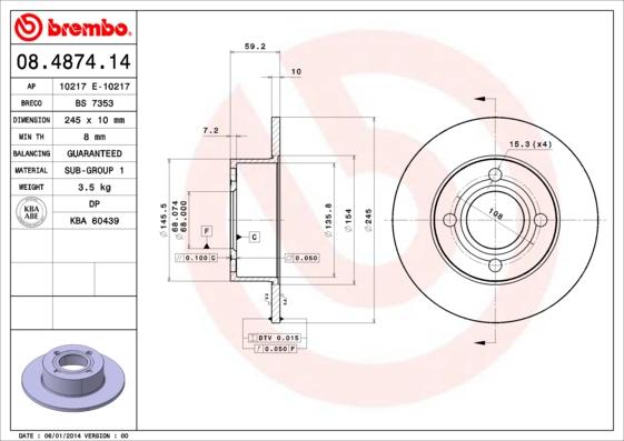 Breco BS 7353 - Brake Disc autospares.lv