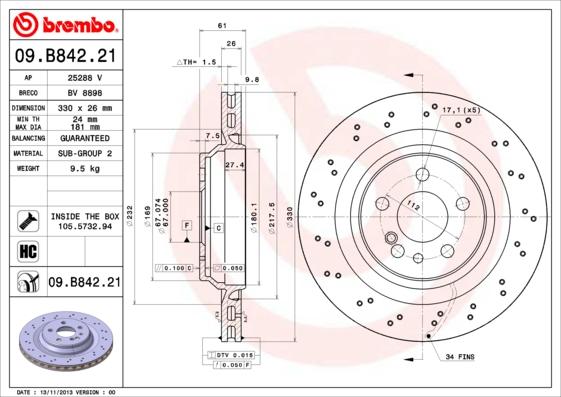 Breco BV 8898 - Brake Disc autospares.lv