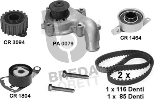 Breda Lorett KPA0362A - Water Pump & Timing Belt Set autospares.lv