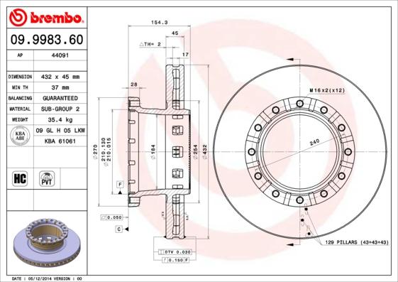 Brembo 09.9983.60 - Brake Disc autospares.lv