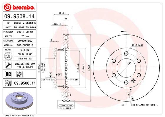 Brembo 09.9508.11 - Brake Disc autospares.lv