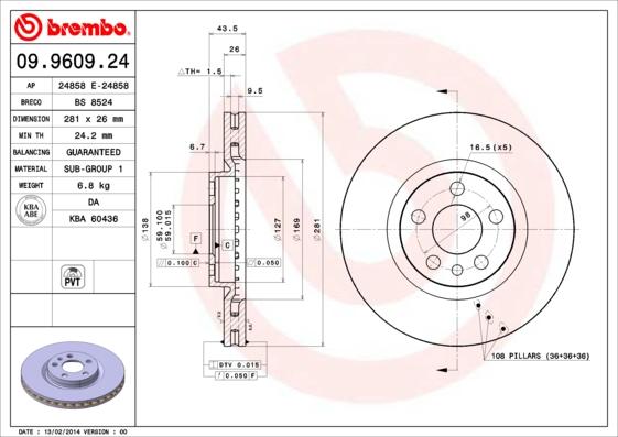 Brembo 09.9609.24 - Brake Disc autospares.lv