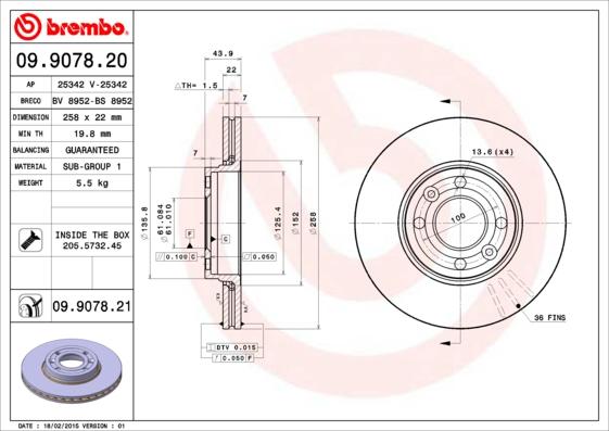 Brembo 09.9078.20 - Brake Disc autospares.lv